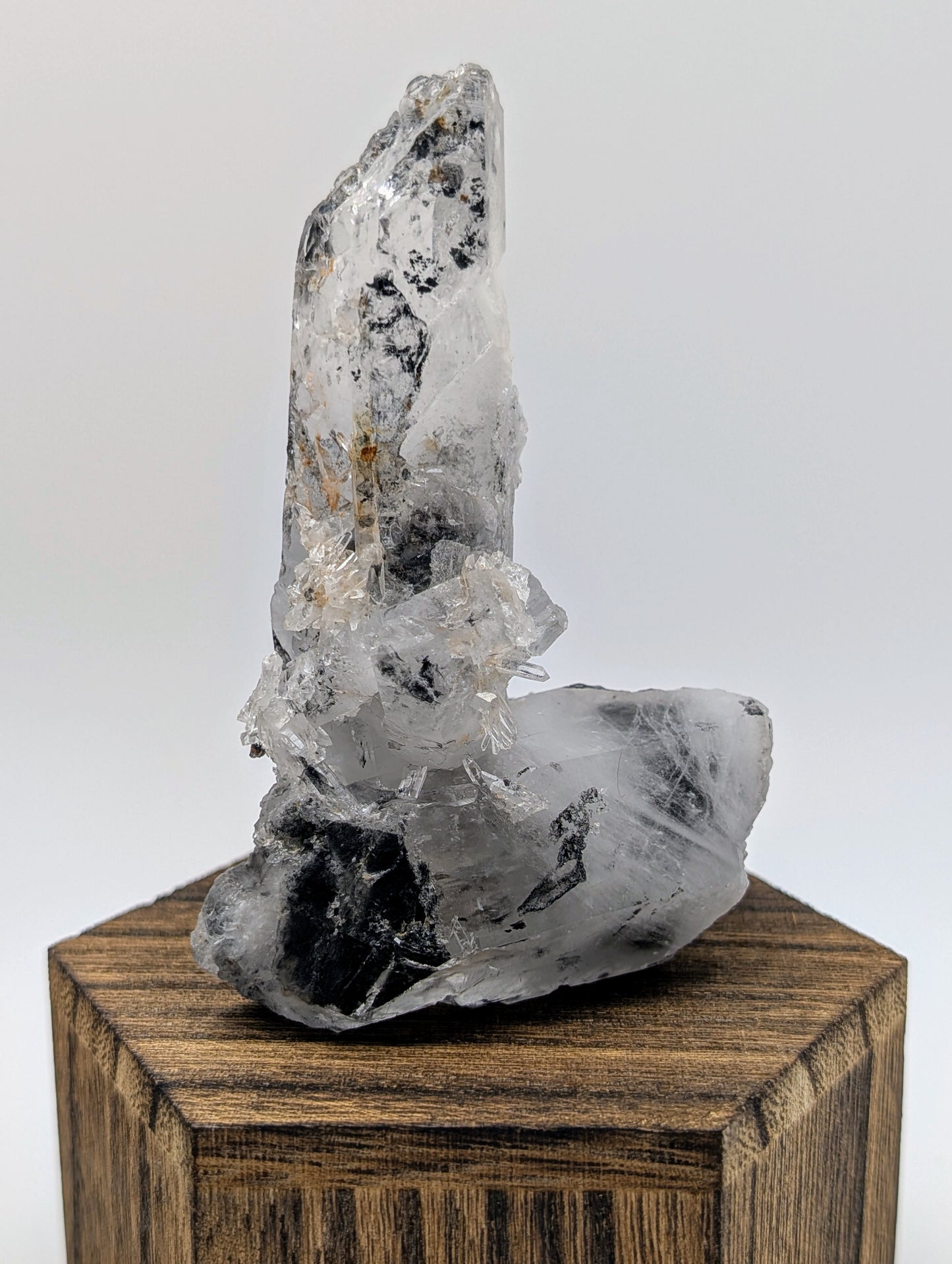 Tourmalinated Clear Quartz Crystal Cluster/Point