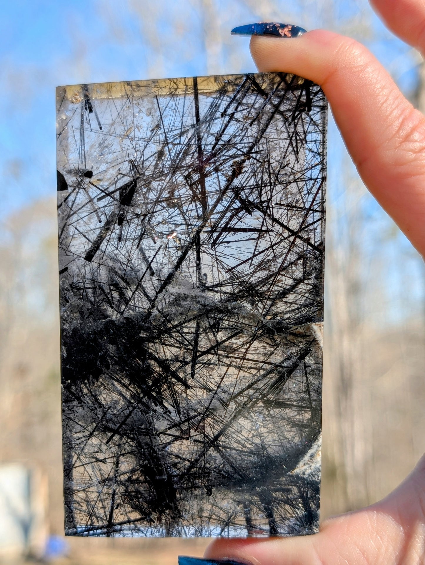 Stunning Rutilated Clear Quartz Slab with Display Stand