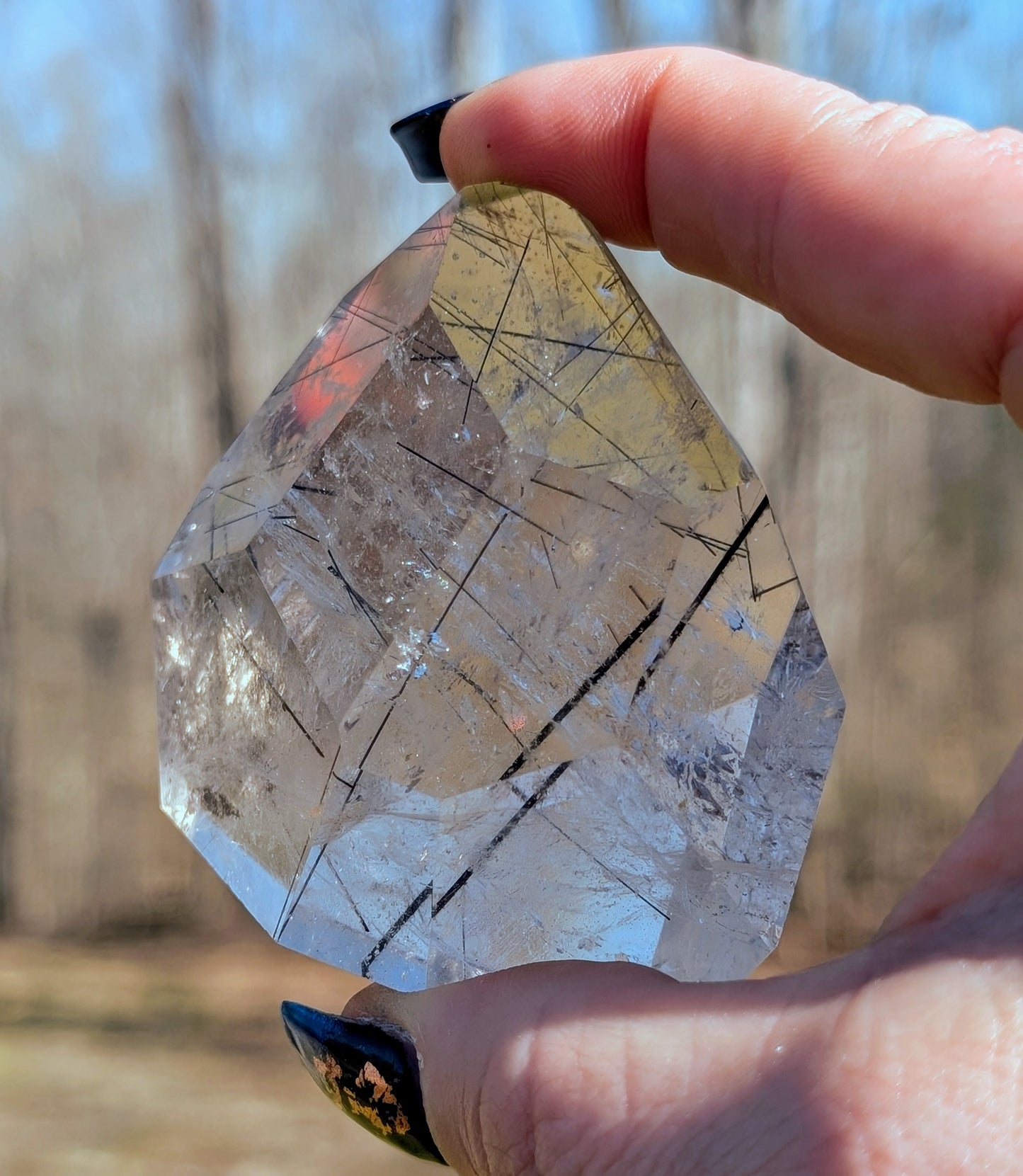 Beautiful Rutilated Clear Quartz Free Form with Rainbows