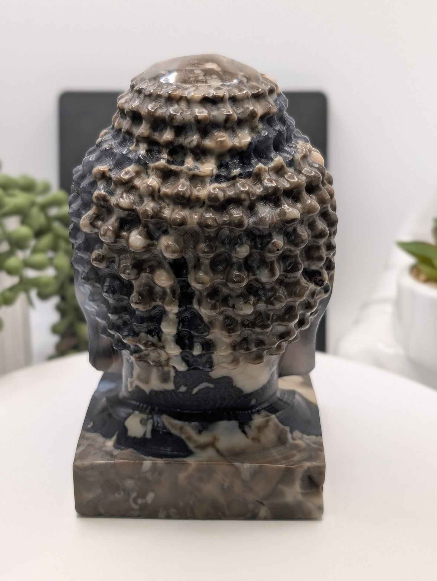 Volcano Agate Buddha Bust Carving - Huge Statement Piece! Excellent UV Reaction!