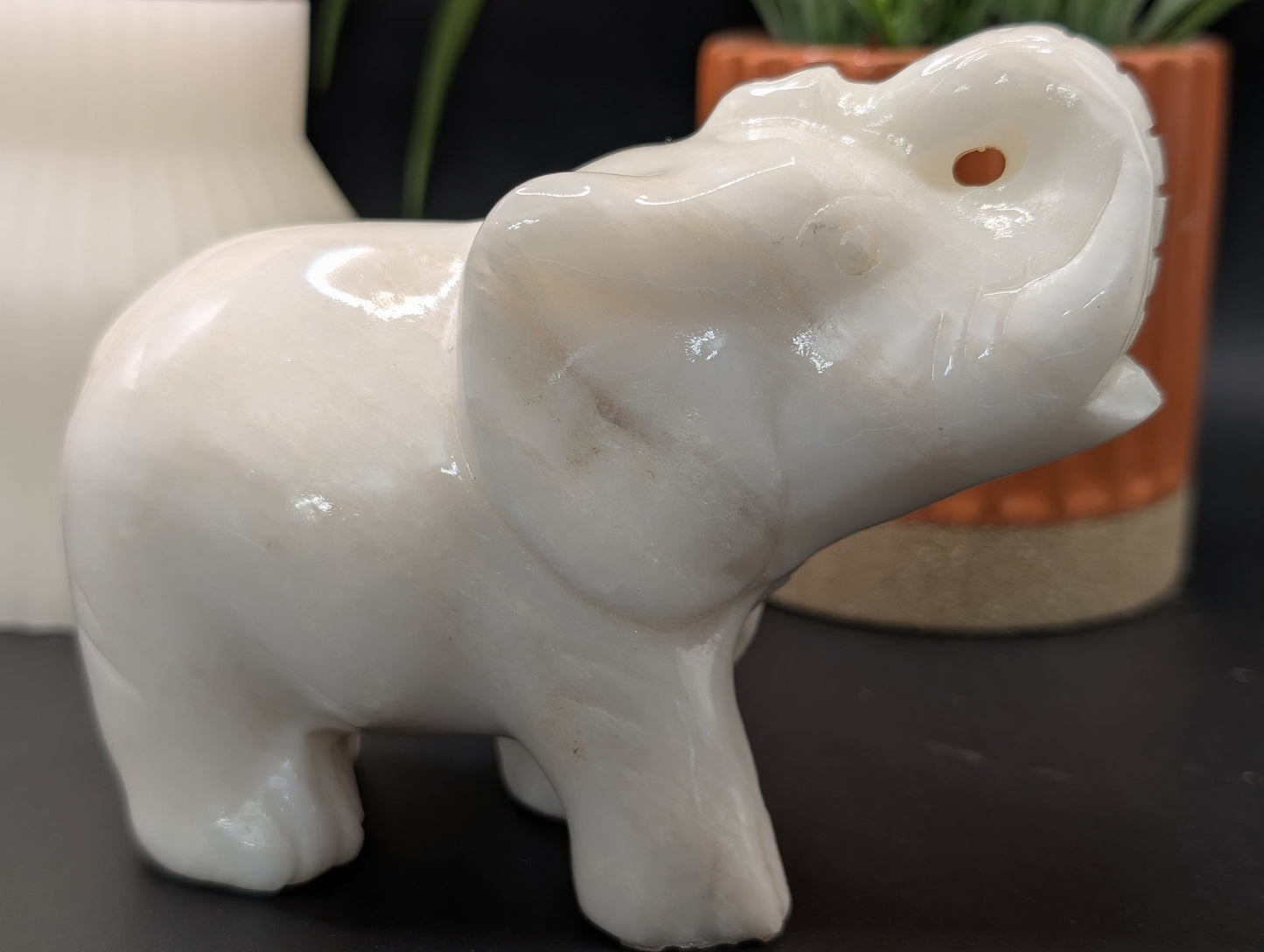 White Jade Elephant Carving