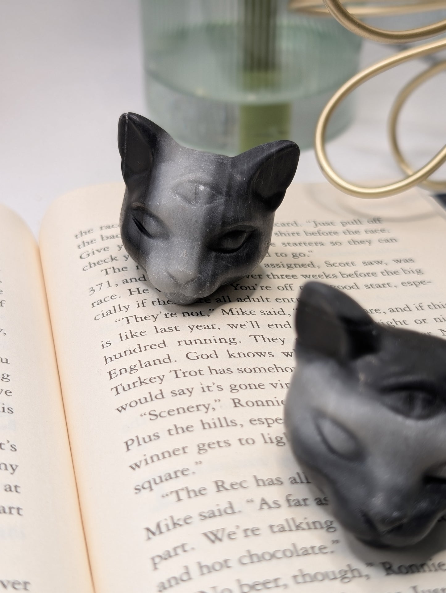 Crystal Cat Head with All-Seeing Eye – Carved Stone Spirit Totem