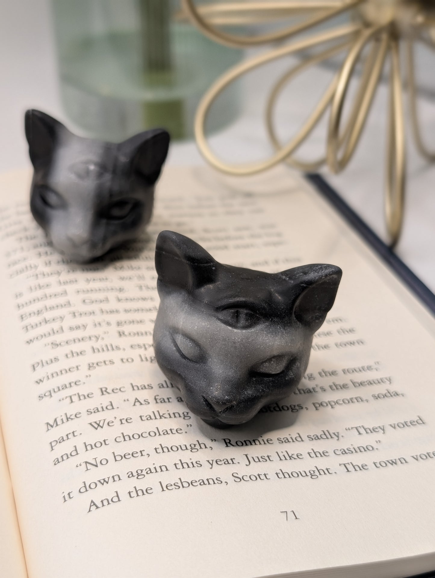 Crystal Cat Head with All-Seeing Eye – Carved Stone Spirit Totem