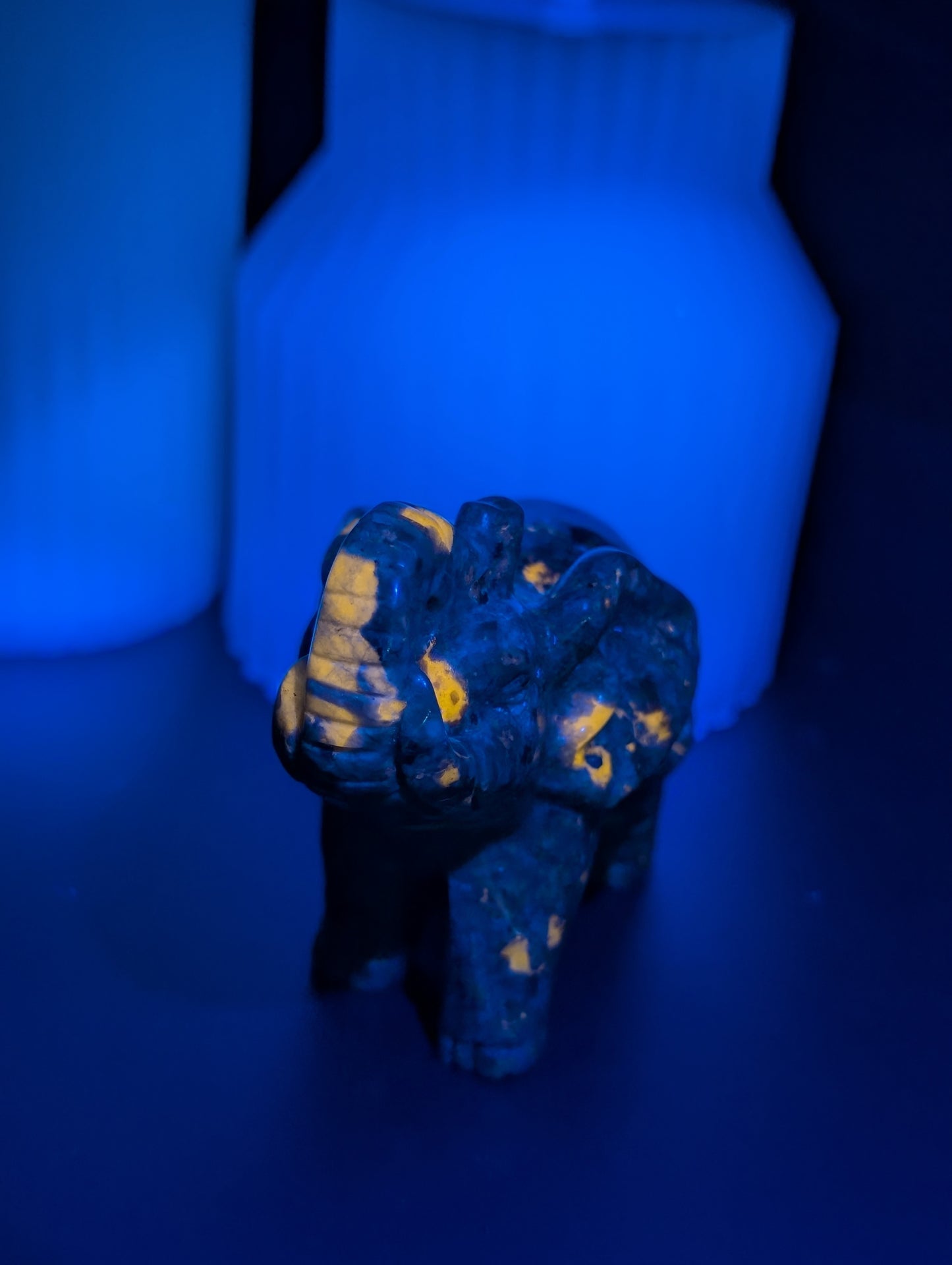 Yooperlite Elephant Carving - Figurine with Great UV Reaction!!