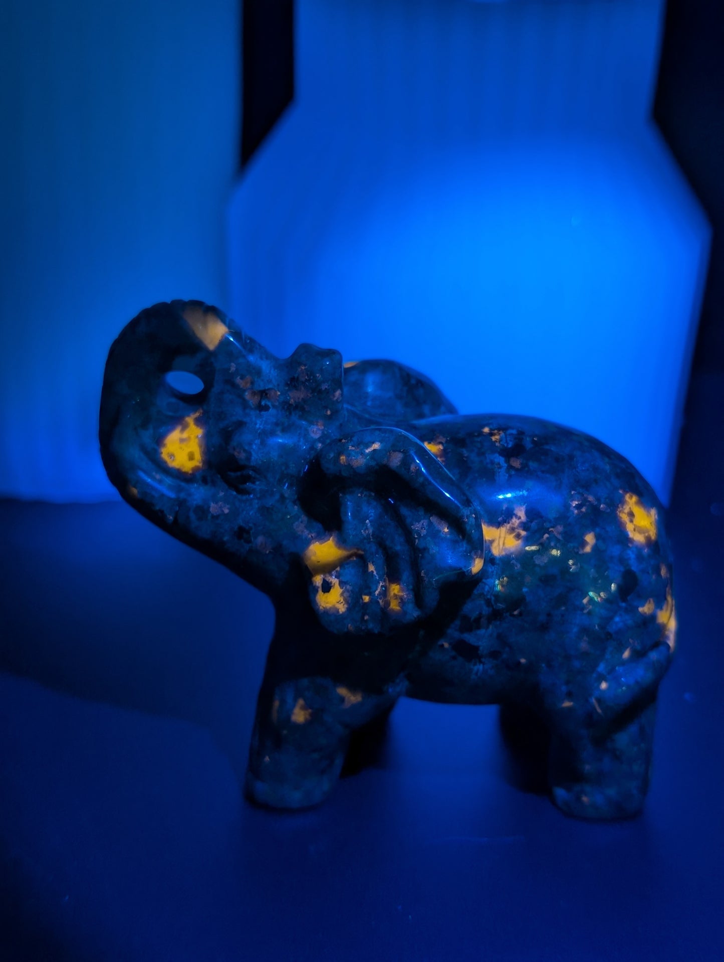 Yooperlite Elephant Carving - Figurine with Great UV Reaction!!