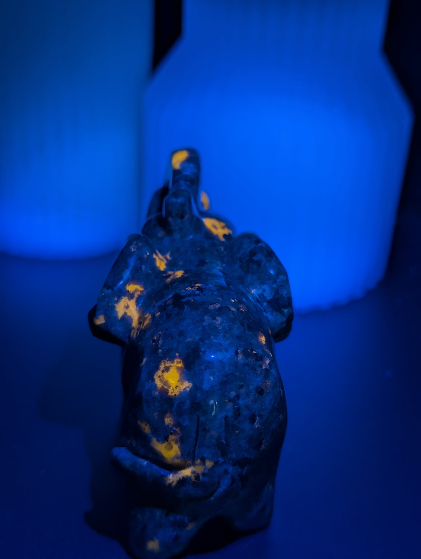Yooperlite Elephant Carving - Figurine with Great UV Reaction!!