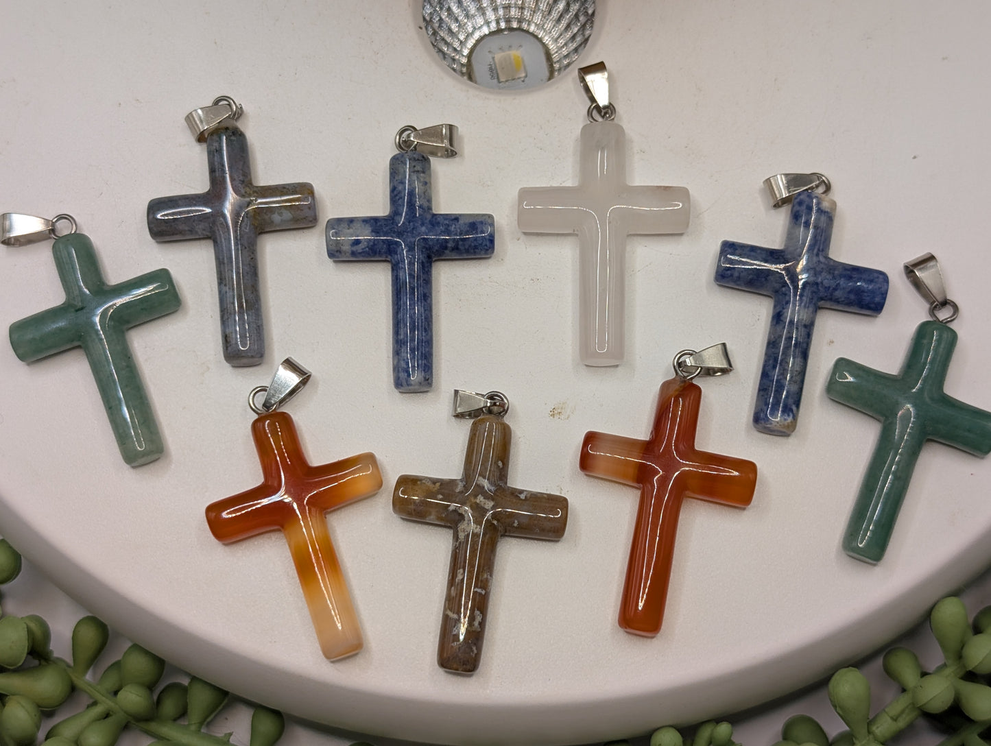 Crystal Natural Stone Cross Pendants - Gemstone Necklace