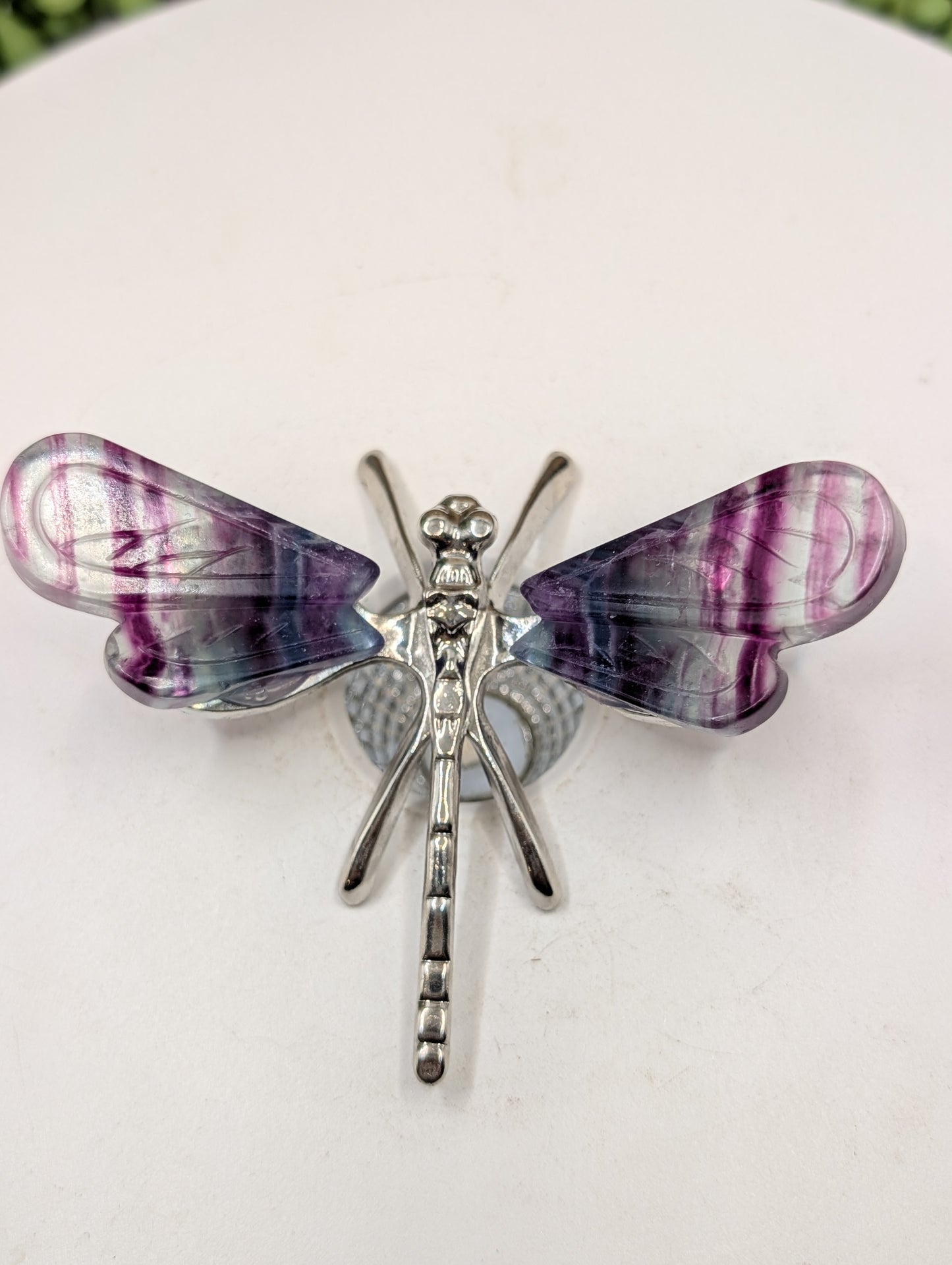 Fluorite Crystal Dragonflies - Gemstone Decor