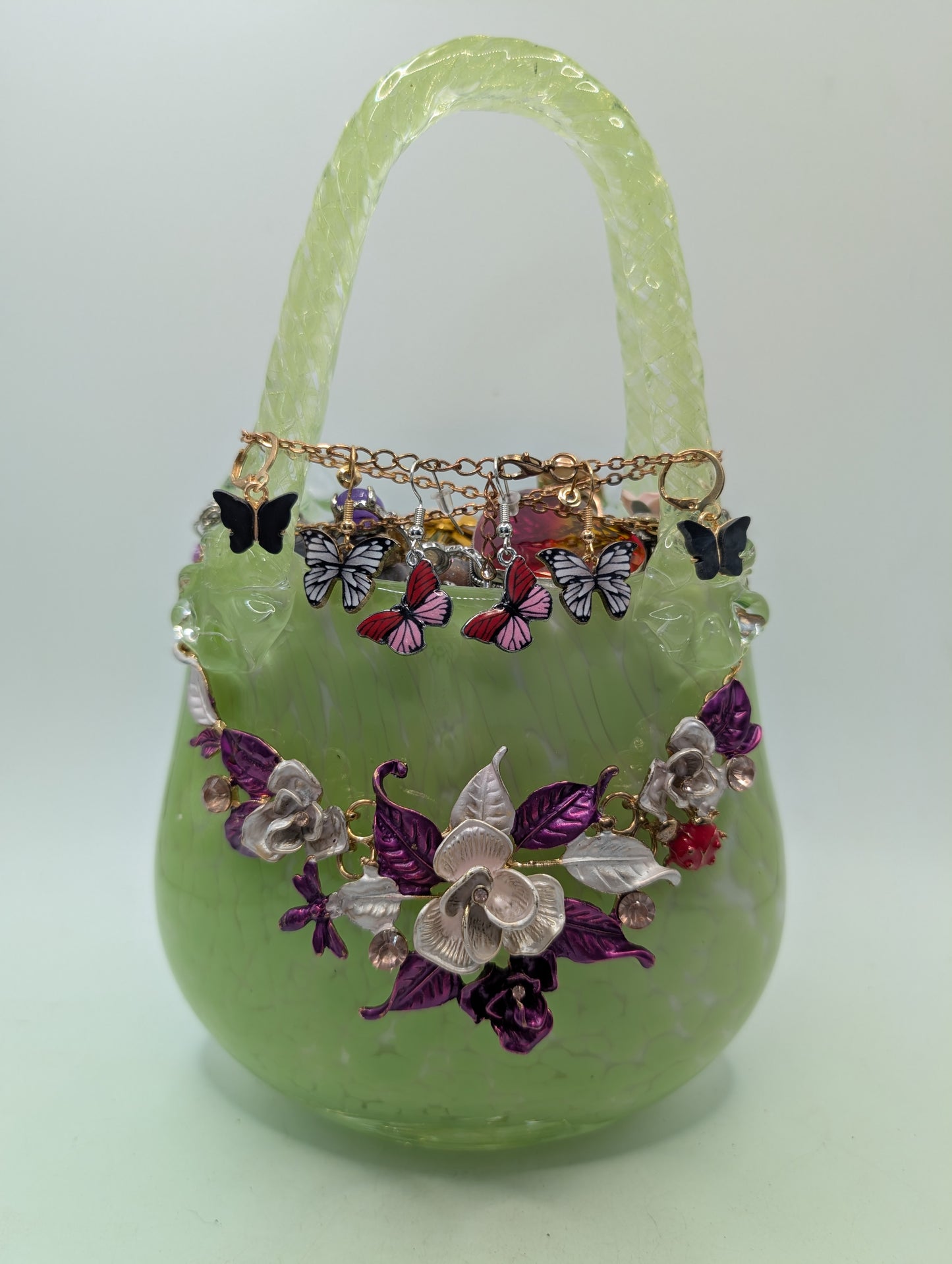 Hand-Blown Glass Whimsical Jewelry Jar