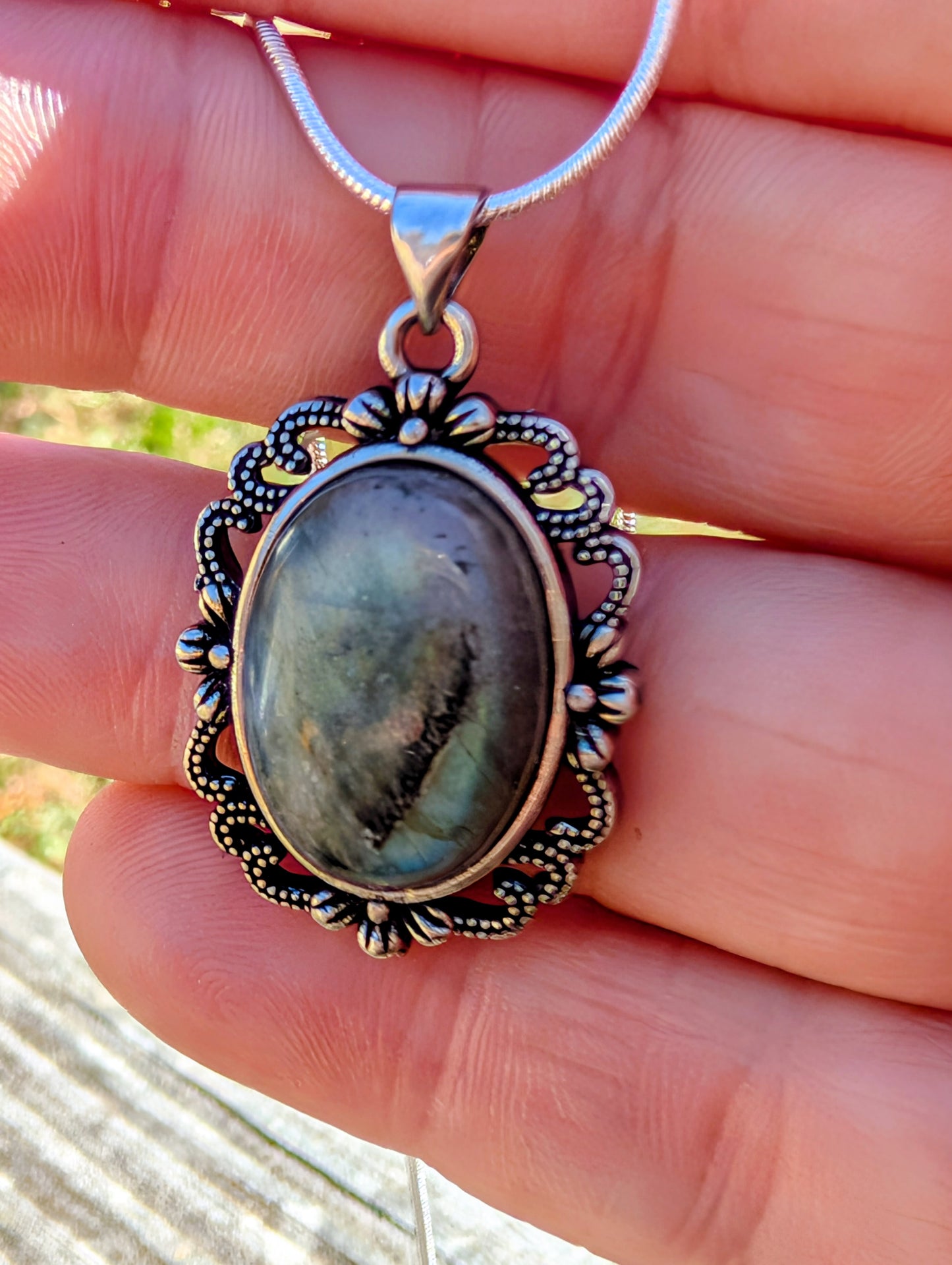 Natural Labradorite Pendant Necklace