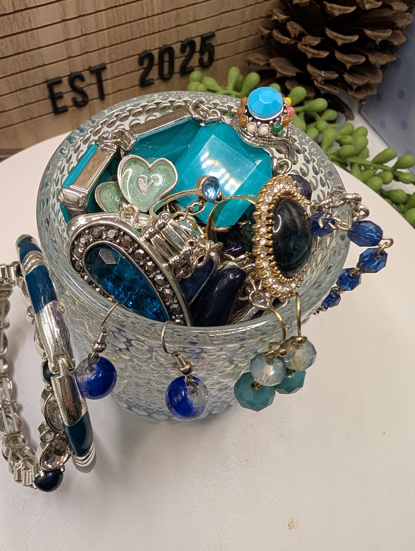 Mystery Jewelry Jar - Blue Tones