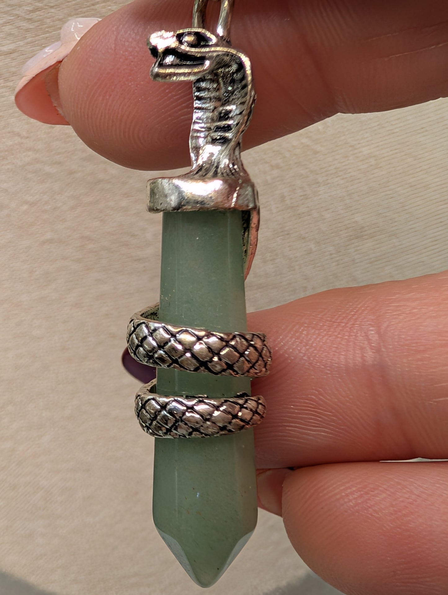 Silver Snake Wrapped Crystal Point Pendants – Gemstone Necklace