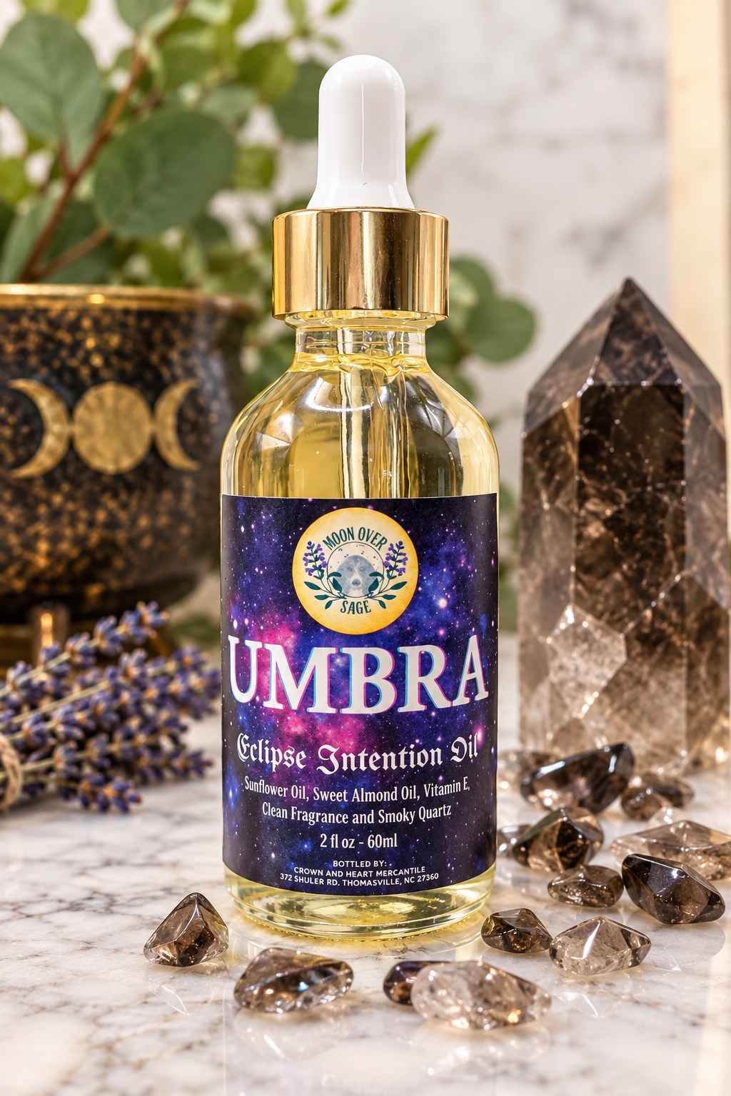 UMBRA Eclipse Intention Oil infused with Smoky Quartz by Moon Over Sage