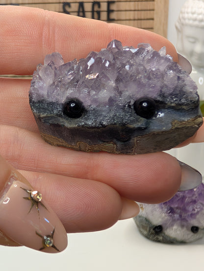 Amethyst Cluster Rock Buddies aka Hedgehogs - Up For Adoption!