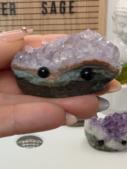Amethyst Cluster Rock Buddies aka Hedgehogs - Up For Adoption!