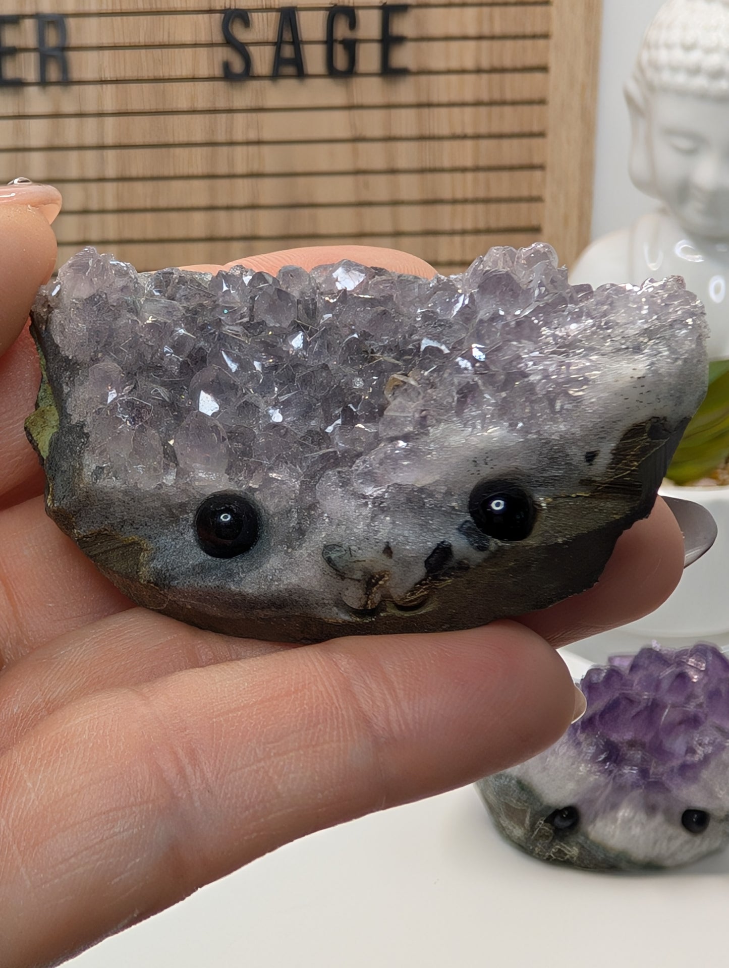Amethyst Cluster Rock Buddies aka Hedgehogs - Up For Adoption!