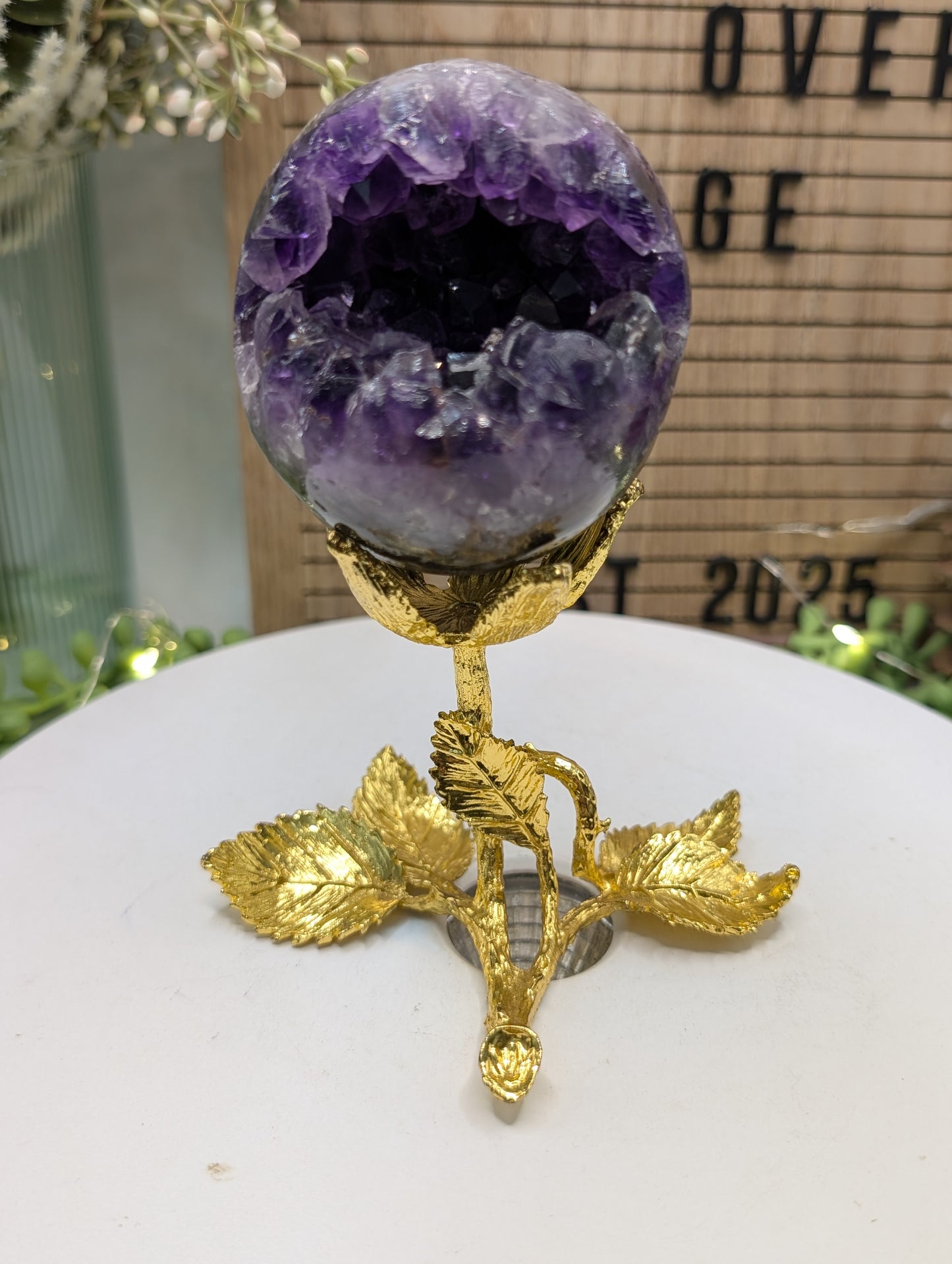 Amethyst Open Smile Geode With Stand Set