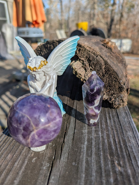 Amethyst Sphere & Scepter Bundle - With Fairy Stand!