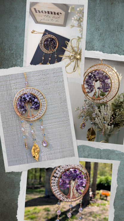 Amethyst Chip Tree - Copper Wire Wrapped Suncatcher