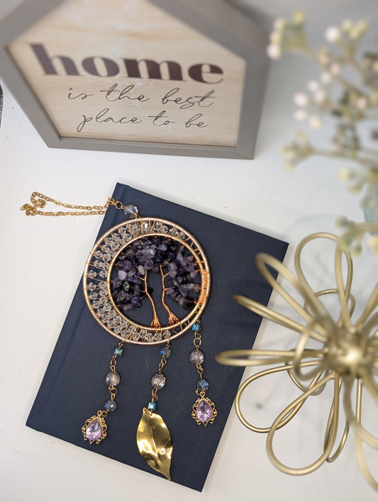 Amethyst Chip Tree - Copper Wire Wrapped Suncatcher