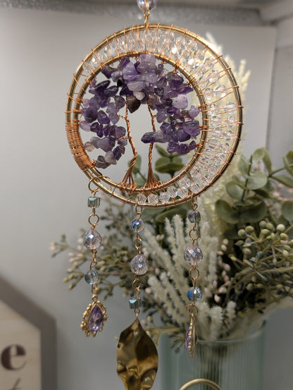Amethyst Chip Tree - Copper Wire Wrapped Suncatcher
