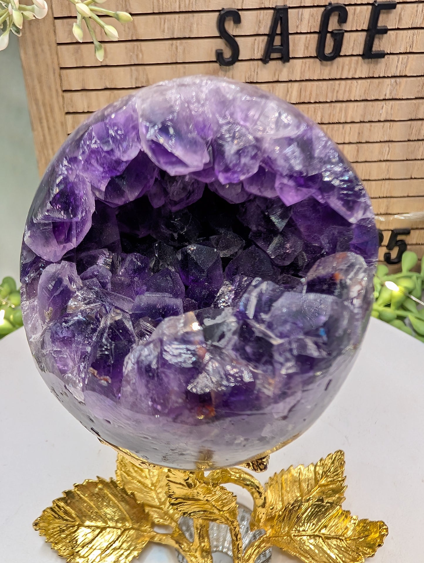 Amethyst Open Smile Geode With Stand Set