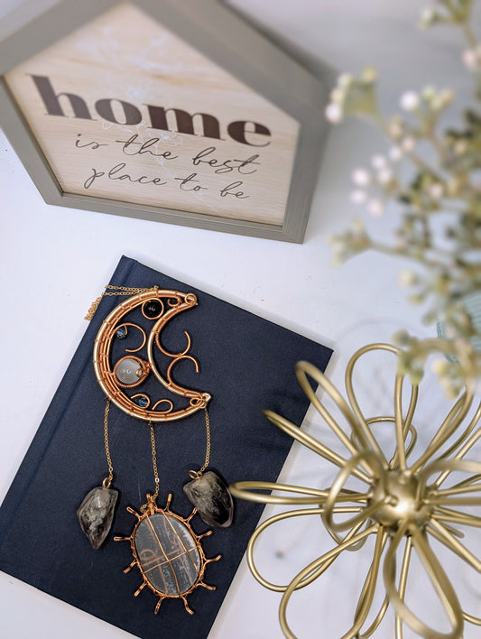 Ametrine Copper Wire Moon Suncatcher
