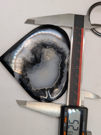 Black Lace Agate Druzy Heart
