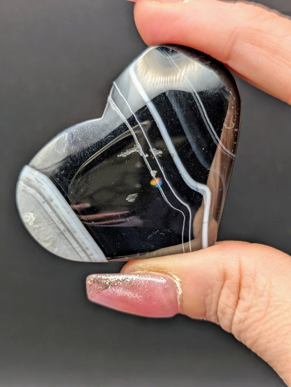 Black Lace Agate Palm Stones & Hearts