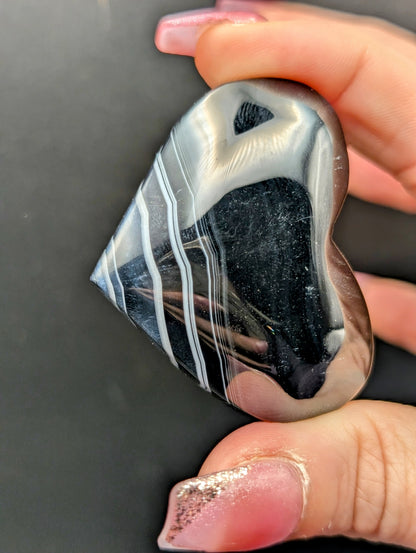 Black Lace Agate Palm Stones & Hearts