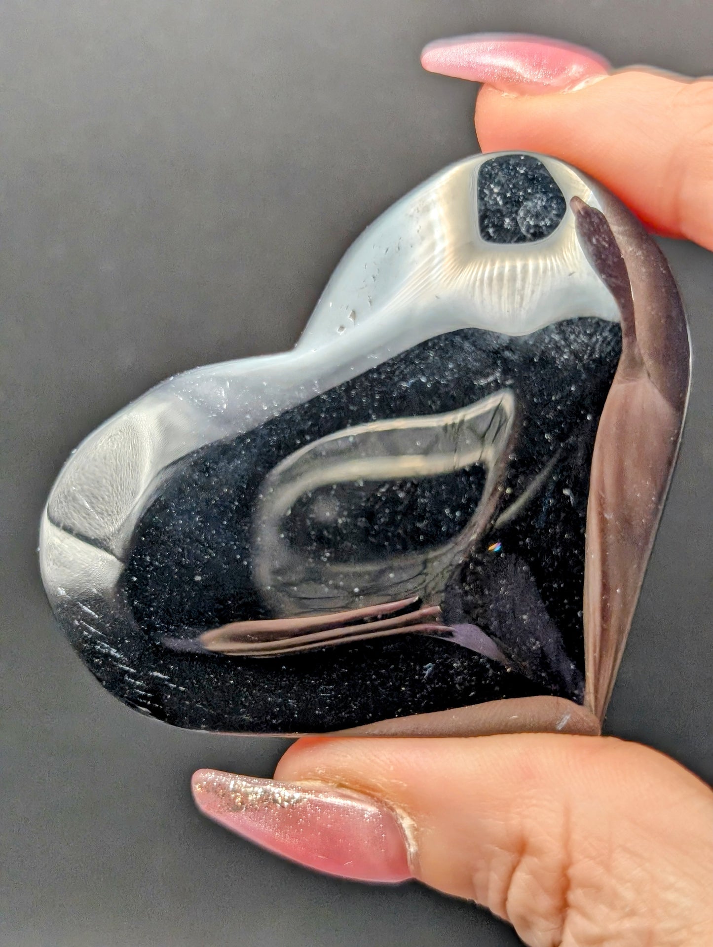Black Lace Agate Palm Stones & Hearts