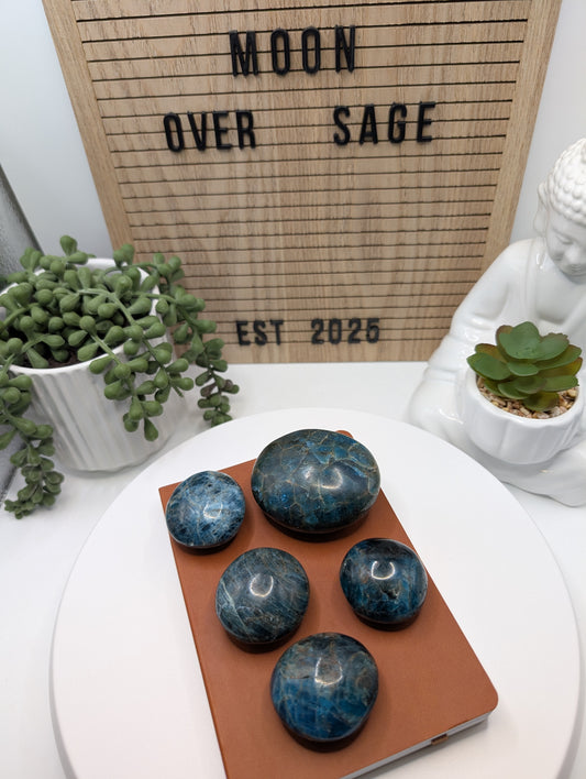 Blue Apatite Palm Stones - Mid Grade Stones at Great Prices!