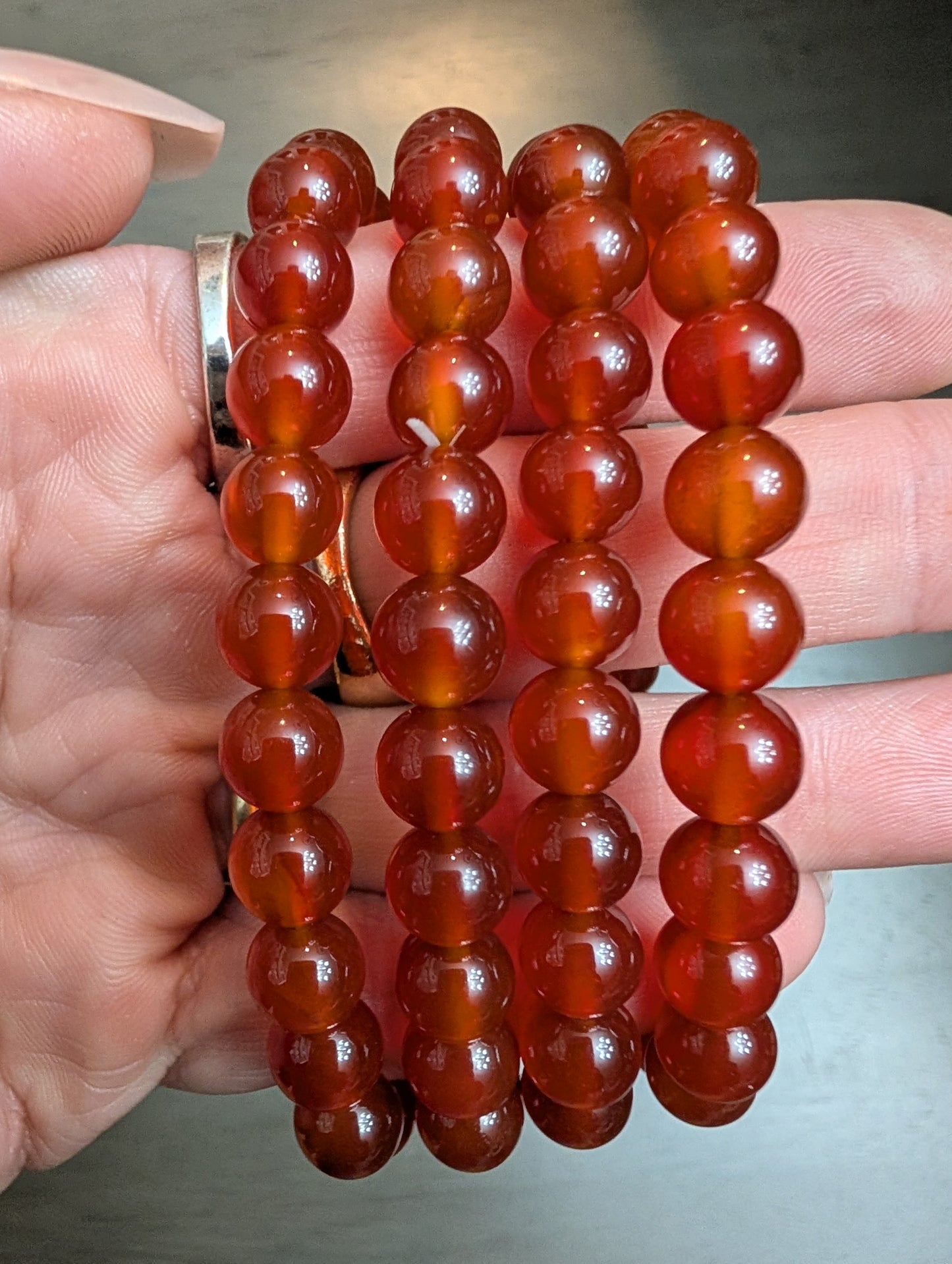 Carnelian 8mm Beaded Bracelet