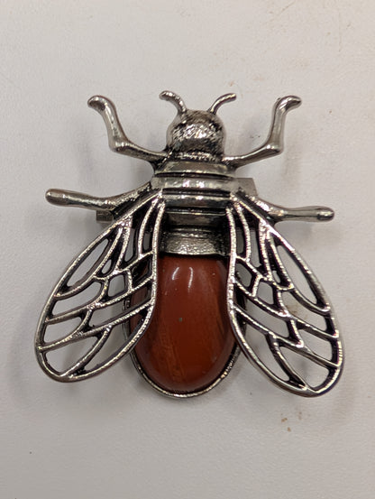 Crystal Bee Pendants & Brooch Pins - Gemstone Insect Jewelry