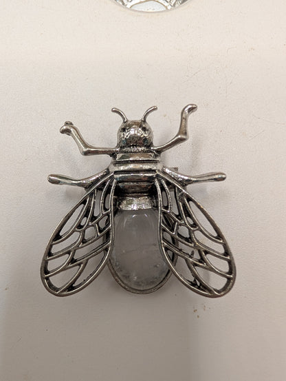 Crystal Bee Pendants & Brooch Pins - Gemstone Insect Jewelry