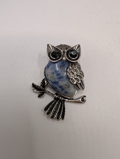 Silver & Crystal Owl Pendants - Gemstone Jewelry