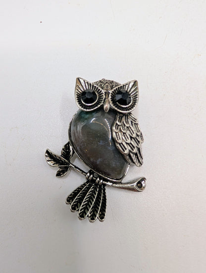 Silver & Crystal Owl Pendants - Gemstone Jewelry