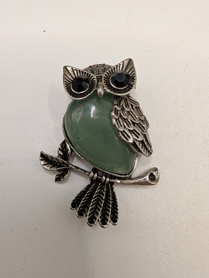 Silver & Crystal Owl Pendants - Gemstone Jewelry
