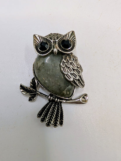Silver & Crystal Owl Pendants - Gemstone Jewelry