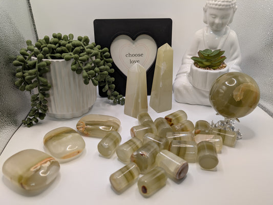 Green Onyx "Barrel Shaped" Tumbles - Extremely Unique Shape - High Quality Stones!