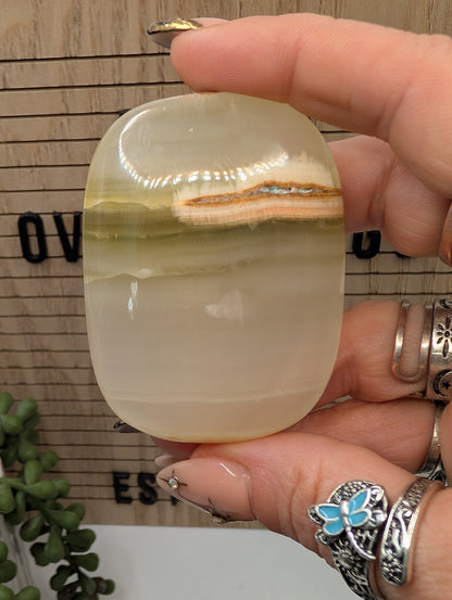 Green Banded Onyx Palm Stones - Stunning Banded HQ Stones from Pakistan!