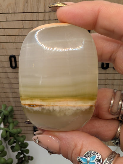 Green Banded Onyx Palm Stones - Stunning Banded HQ Stones from Pakistan!