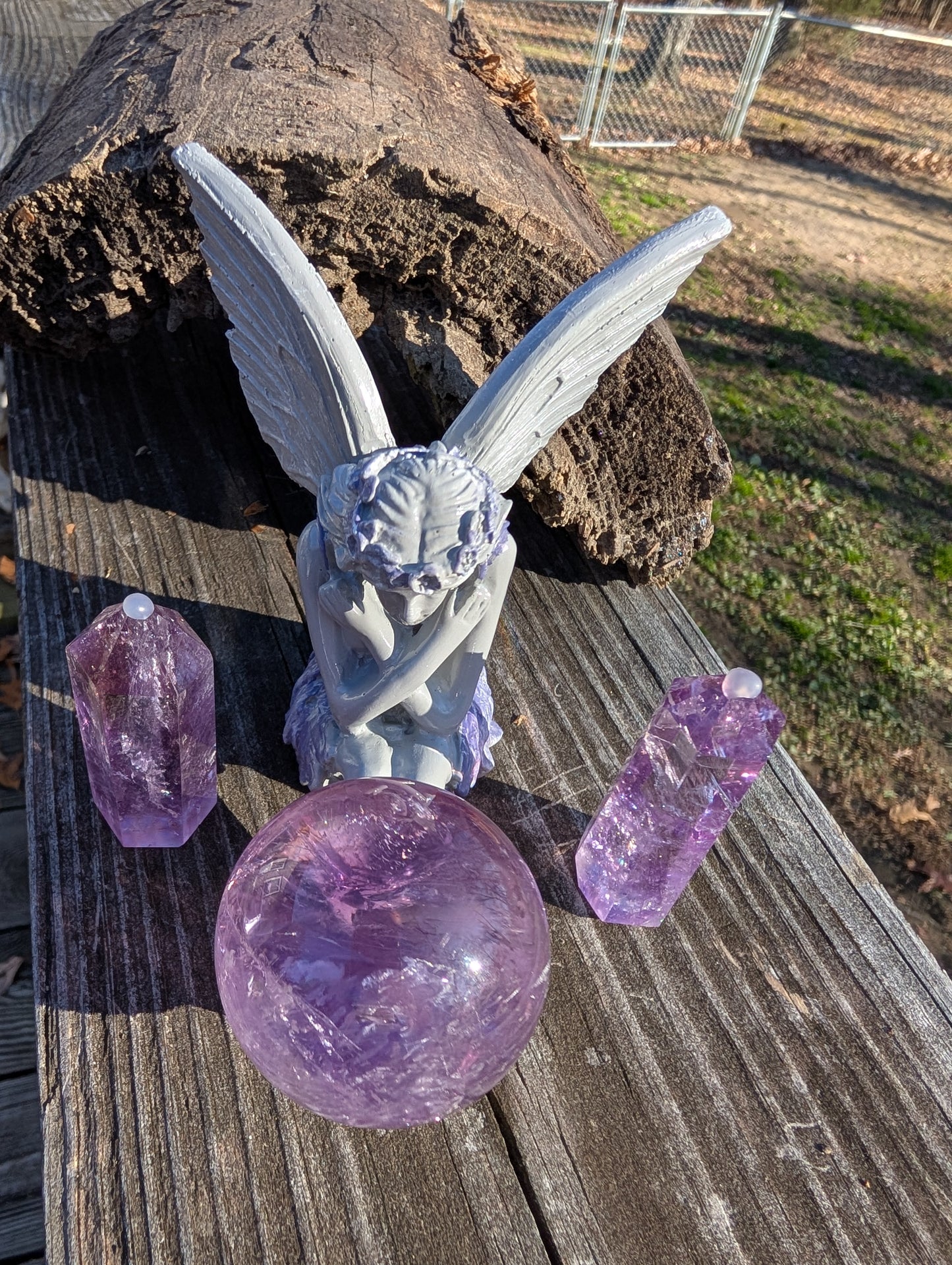 Amethyst Sphere & Tower Bundle - With Fairy Stand!