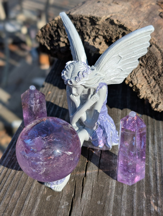 Amethyst Sphere & Tower Bundle - With Fairy Stand!
