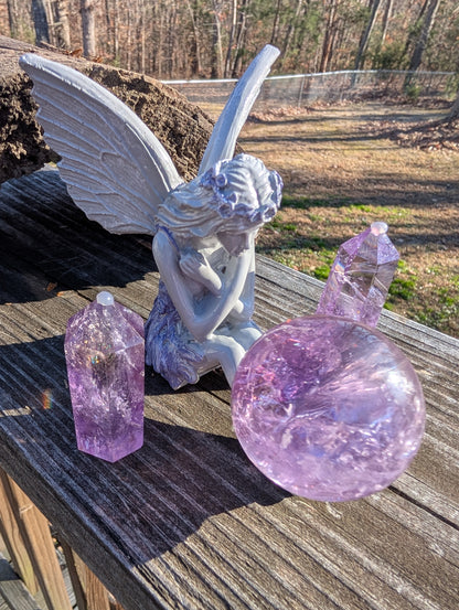 Amethyst Sphere & Tower Bundle - With Fairy Stand!