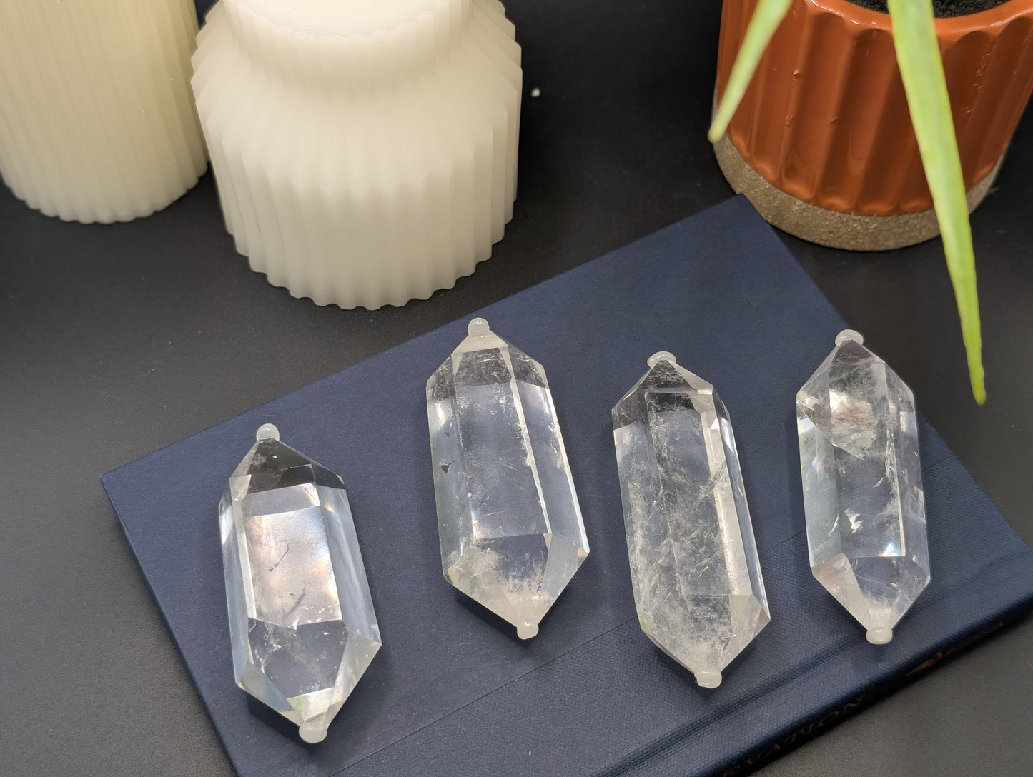 Large Clear Quartz Double Terminated Points with Superb Clarity!!
