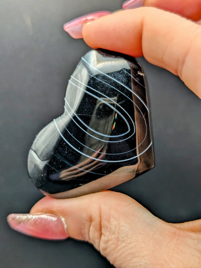Black Lace Agate Palm Stones & Hearts