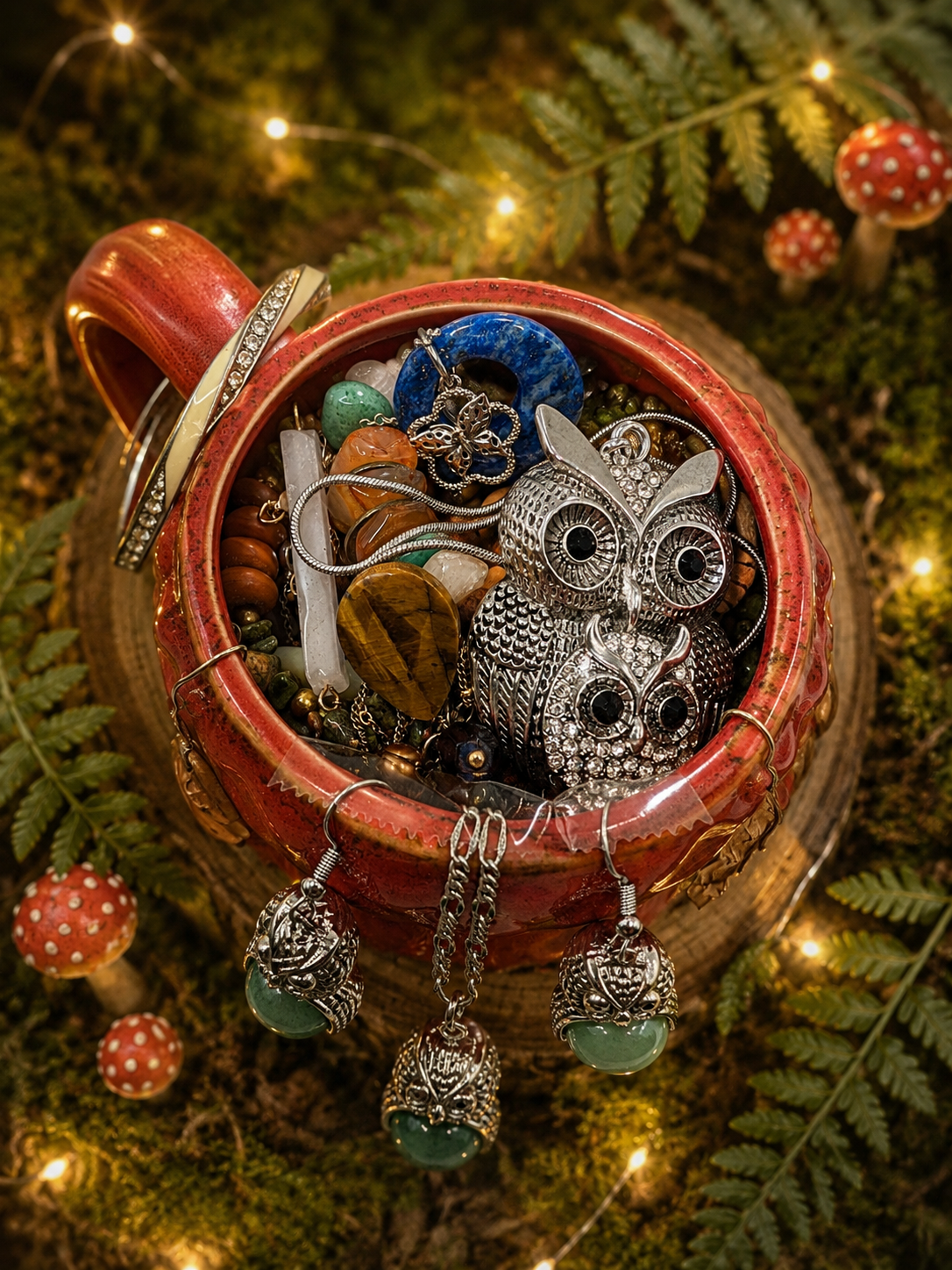 Woodland Treasure Owl Mug Jewelry Jar