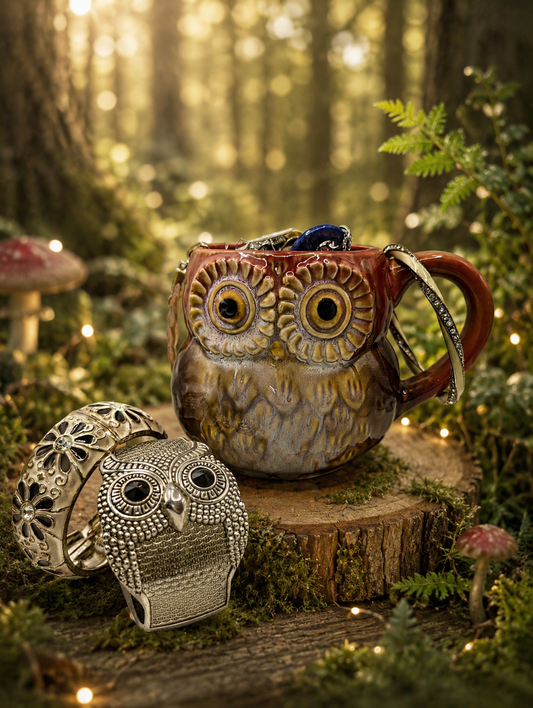 Woodland Treasure Owl Mug Jewelry Jar