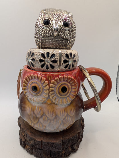 Woodland Treasure Owl Mug Jewelry Jar